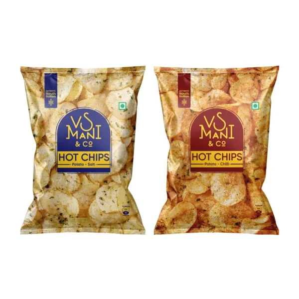 Vs Mani & Co. Potato Hot Chips Salt(65gms) & Vs Mani & Co. Potato Hot Chips Chilli(65gms) Combo